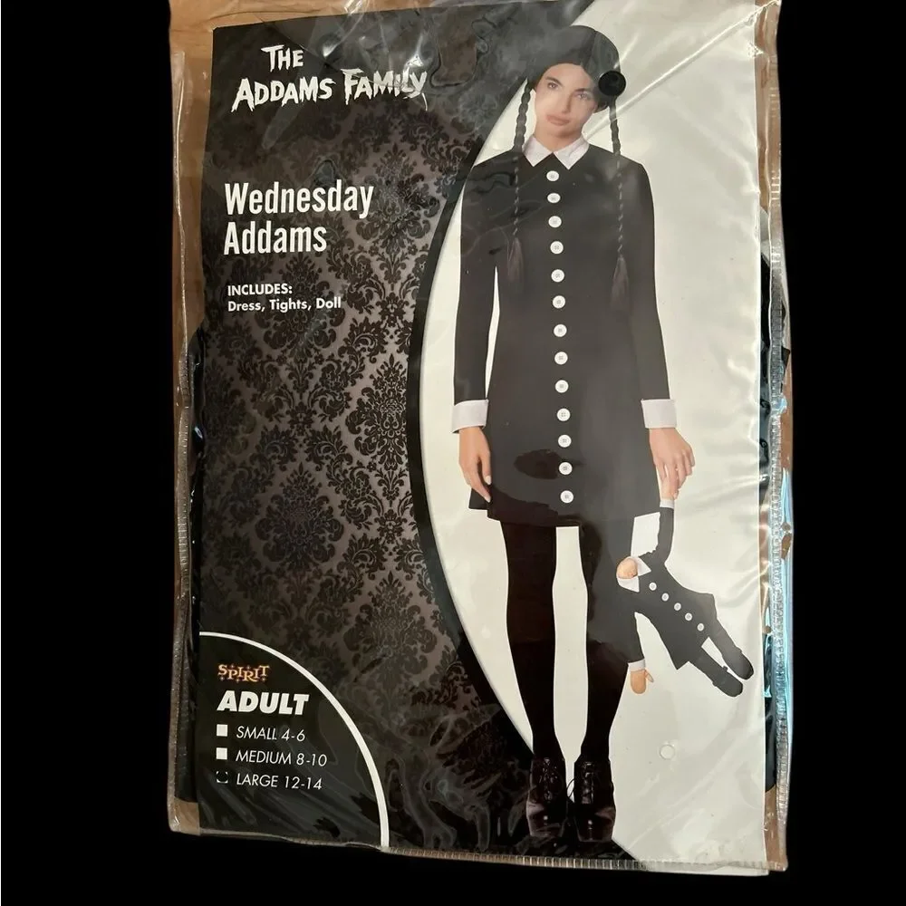 Wednesday Addams Family Halloween Costume Adult Size Large  12/14 NIP - Picture 4 of 5